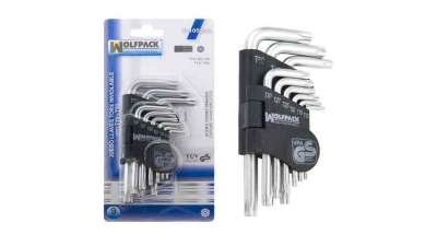 HERRAMIENTAS ACCESORIO UNIVERSAL - 1584166 / 02105270 - JUEGO LLAVES TORX L INVIOLABLE 9 PIEZAS - DE T10 A T50. - JUEGO 9 PIEZAS