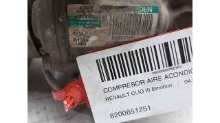 COMPRESOR AIRE ACONDICIONADO RENAULT CLIO III (2005-2012) 1.5 DCI (C/BR0G, C/BR1G) 68CV 1461CC - L.7837910 / 8200651251
