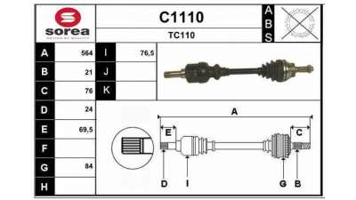TRANSMISION DELANTERA IZQUIERDA CITROEN C15 (1986-2000) 1.8 D 60CV 1769CC - L.7971679 / 213.C1110