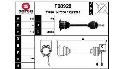 TRANSMISION TRASERA DERECHA NISSAN PATHFINDER  - M.799623 / 39600EB310