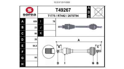 TRANSMISION DELANTERA IZQUIERDA RENAULT CLIO III  - M.987574 / 8201055669