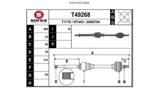 TRANSMISION DELANTERA DERECHA RENAULT CLIO III  - M.987575 / 391006802R