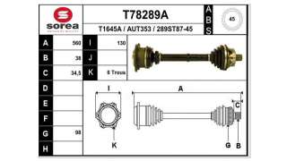 TRANSMISION DELANTERA IZQUIERDA AUDI A8  - M.390788 / 4D0407451BX