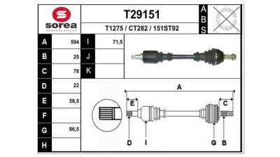 TRANSMISION DELANTERA IZQUIERDA CITROEN XSARA COUPE  - M.504962 / 32720N