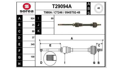 TRANSMISION DELANTERA DERECHA CITROEN XANTIA BERLINA  - M.612426 / 3273Z7