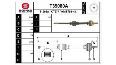 TRANSMISION DELANTERA DERECHA CITROEN XANTIA BERLINA  - M.483146 / 3273W8