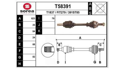 TRANSMISION DELANTERA IZQUIERDA ALFA ROMEO MITO  - M.768199 / 0051947028