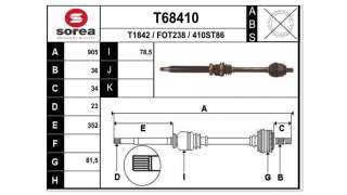 TRANSMISION DELANTERA DERECHA FORD FOCUS LIM.  - M.758145 / 9M513B436BA