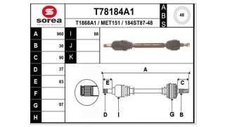 TRANSMISION DELANTERA DERECHA MERCEDES CLASE M  - M.873100 / 163330050164