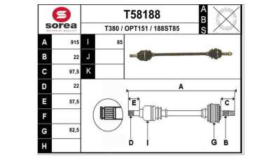 TRANSMISION DELANTERA DERECHA OPEL CORSA B  - M.509809 / 90540553