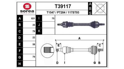 TRANSMISION DELANTERA IZQUIERDA CITROEN C4 COUPE  - M.580574 / 9636786780