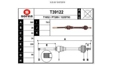 TRANSMISION DELANTERA DERECHA CITROEN C5 STATION WAGON  - M.690052 / 3273EG