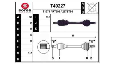 TRANSMISION DELANTERA IZQUIERDA RENAULT MEGANE II BERLINA 3P  - M.540883 / 8200198016