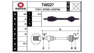 TRANSMISION DELANTERA IZQUIERDA RENAULT MEGANE II BERLINA 3P  - M.540883 / 8200198016