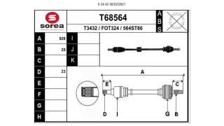 TRANSMISION DELANTERA DERECHA FORD KA+  - M.974564 / E3B53B436CA