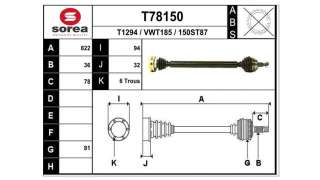 TRANSMISION DELANTERA DERECHA VOLKSWAGEN GOLF IV BERLINA  - M.781243 / 1J0407272F