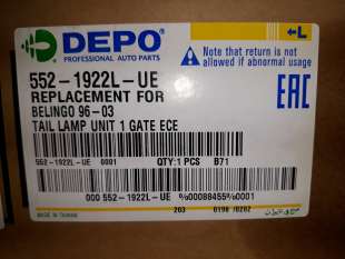 Recambio de piloto trasero izquierdo para peugeot partner (s2) 2002-2008 referencia OEM IAM 16223531 16223531  2