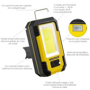 Recambio de linterna led recargable con iman y gancho 500 lumenes recargable para universal accesorio universal 2000-2018 valido 2