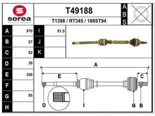 Recambio de transmision delantera derecha para renault laguna ii (bg0) 2001-2007 authentique referencia OEM IAM 8200232883 T4918 2