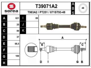 Recambio de transmision delantera izquierda para peugeot 406 berlina (s1/s2) 1995-2005 stdt referencia OEM IAM 3272S7 P1380 