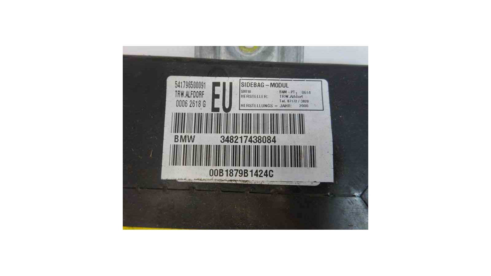 Recambio de airbag lateral derecho para bmw serie 3 berlina (e46) 1998-2006 320d referencia OEM IAM 348217438084 00B1879B1424C  Recambio de airbag lateral derecho para bmw serie 3 berlina (e46) 1998-2006 320d referencia OEM IAM 348217438084 00B1879B1424C