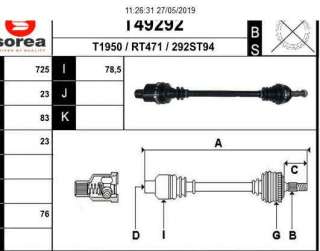 Recambio de transmision delantera derecha para renault twingo 2007-2016 authentique referencia OEM IAM 8200684084 R1159 