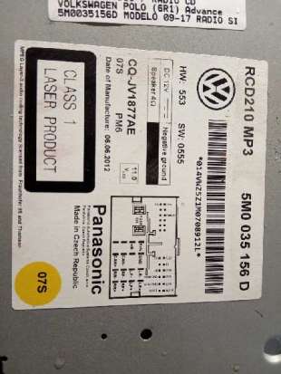 Recambio de sistema audio / radio cd para volkswagen polo (6r1) 2009-2014 advance referencia OEM IAM 5M0035156D   2