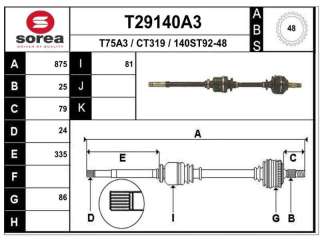 Recambio de transmision delantera derecha para peugeot partner (s2) 2002-2008 rancho plus referencia OEM IAM 9656935280 C1625 