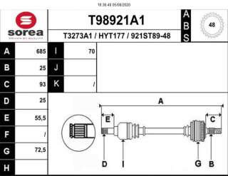 Recambio de transmision delantera izquierda para hyundai i20 2012-2015 1.2 16v cat referencia OEM IAM 49500C800 T98921A1 