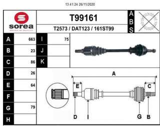 Recambio de transmision delantera izquierda para dacia sandero 2012- ambiance referencia OEM IAM 391014946R  T99161