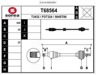 Recambio de transmision delantera derecha para ford ka+ 2016- ultimate referencia OEM IAM E3B53B436CA T68564 F2245