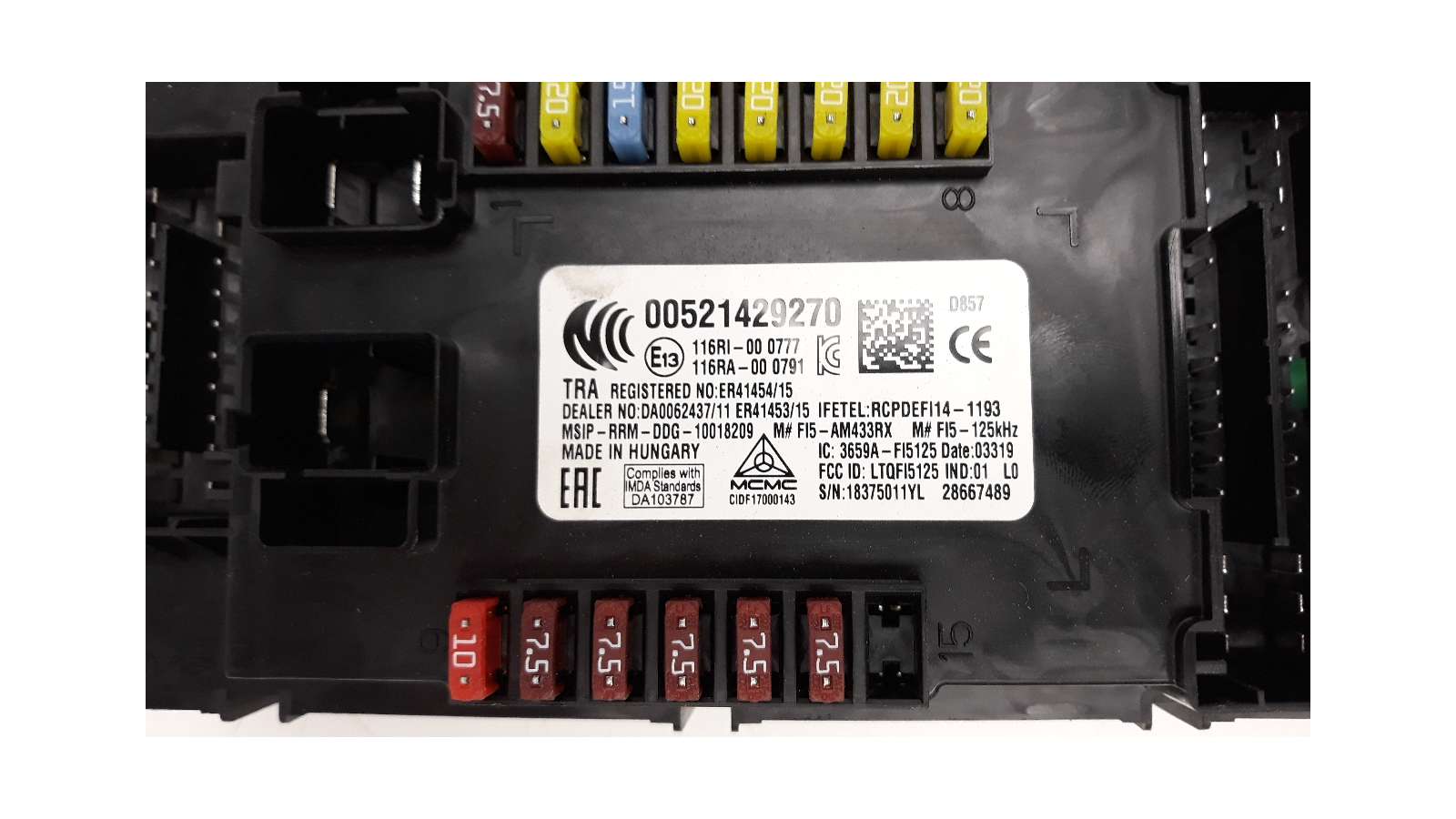 Recambio de caja reles / fusibles para fiat 500 x (334) 2014- 1.6 jtdm 16v referencia OEM IAM 521429270   Recambio de caja reles / fusibles para fiat 500 x (334) 2014- 1.6 jtdm 16v referencia OEM IAM 521429270