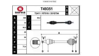 Recambio de transmision trasera izquierda para renault twingo iii 2014- 1.0 sce referencia OEM IAM 396003780R T49351 R1576
