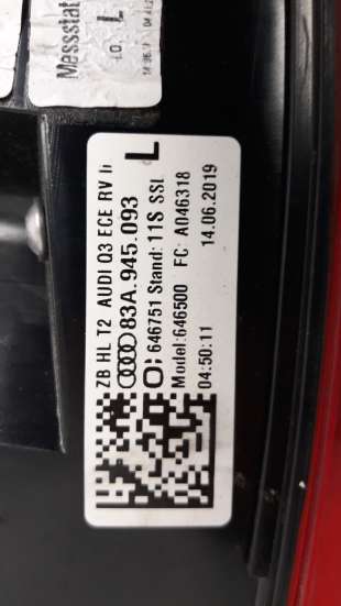 Recambio de piloto trasero izquierdo interior para audi q3 (f3b) 2018- 1.5 16v tsi act referencia OEM IAM 83A945093   2