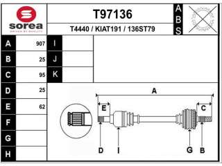 Recambio de transmision delantera derecha para kia stonic (ybcuv) 2017- concept referencia OEM IAM 49501H8150 K1187 T97136