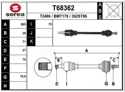 Recambio de transmision trasera derecha para bmw 3 (f30, f80) 2011-2018 330 e referencia OEM IAM 33207609352  B1187
