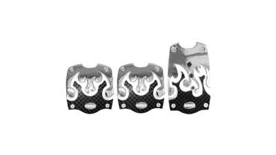 PEDAL ACELERADOR ACCESORIO UNIVERSAL - 1052233 / 8430046305883 - JUEGO DE 3 CUBREPEDALES METALICO NEGRO TRIBAL. NUEVO. PEDALSET 