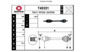 TRANSMISION TRASERA IZQUIERDA RENAULT TWINGO III  - M.1040876 / 396003780R