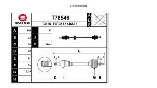 TRANSMISION DELANTERA DERECHA FORD KA  - M.1144957 / DS513B436AA