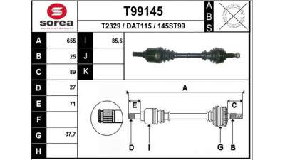 TRANSMISION DELANTERA IZQUIERDA DACIA DUSTER  - M.1114662 / 391017275R