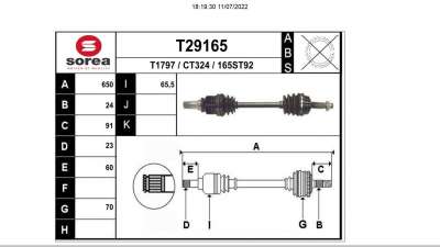 TRANSMISION DELANTERA IZQUIERDA PEUGEOT 108 TOP  - M.1158427 / 434200H040