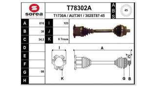 TRANSMISION DELANTERA DERECHA SEAT EXEO BERLINA  - M.819636 / 8E0407272AT