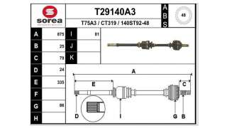 TRANSMISION DELANTERA DERECHA PEUGEOT PARTNER  - M.708373 / 9656935280