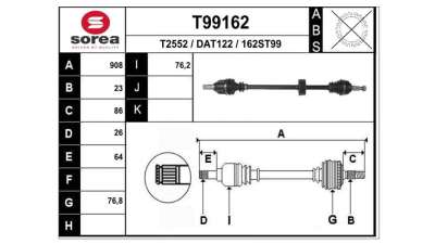 TRANSMISION DELANTERA DERECHA DACIA SANDERO  - M.957178 / 6553R