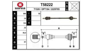 TRANSMISION DELANTERA DERECHA OPEL ASTRA G BERLINA  - M.631096 / 374639