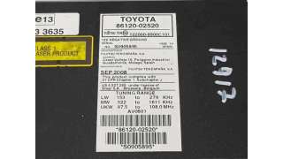 SISTEMA AUDIO / RADIO CD TOYOTA AURIS 1.6 16V (124 CV) DE 2008 - D.4379130 / 8612002520