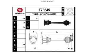 TRANSMISION DELANTERA IZQUIERDA AUDI A8  - M.1098903 / 4E0407271P