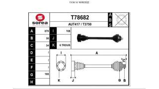 TRANSMISION TRASERA DERECHA AUDI A8  - M.1098904 / 4E0501203C